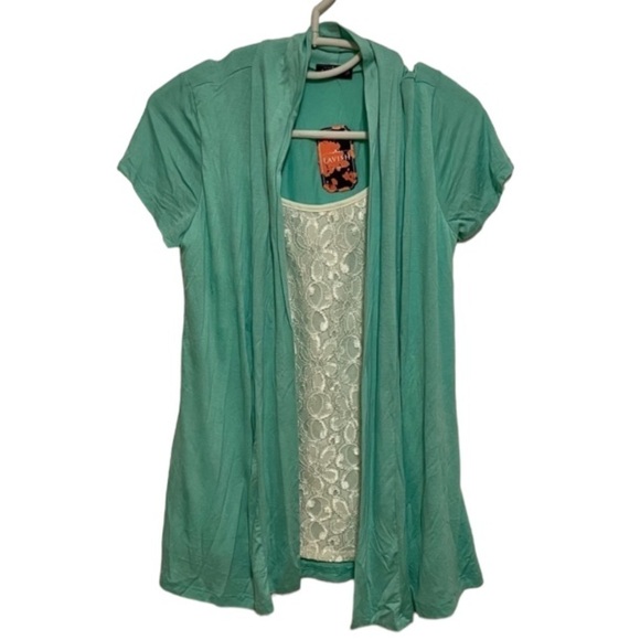 Mint Green Top With White lace Tank Size Small NEW - Picture 5 of 8